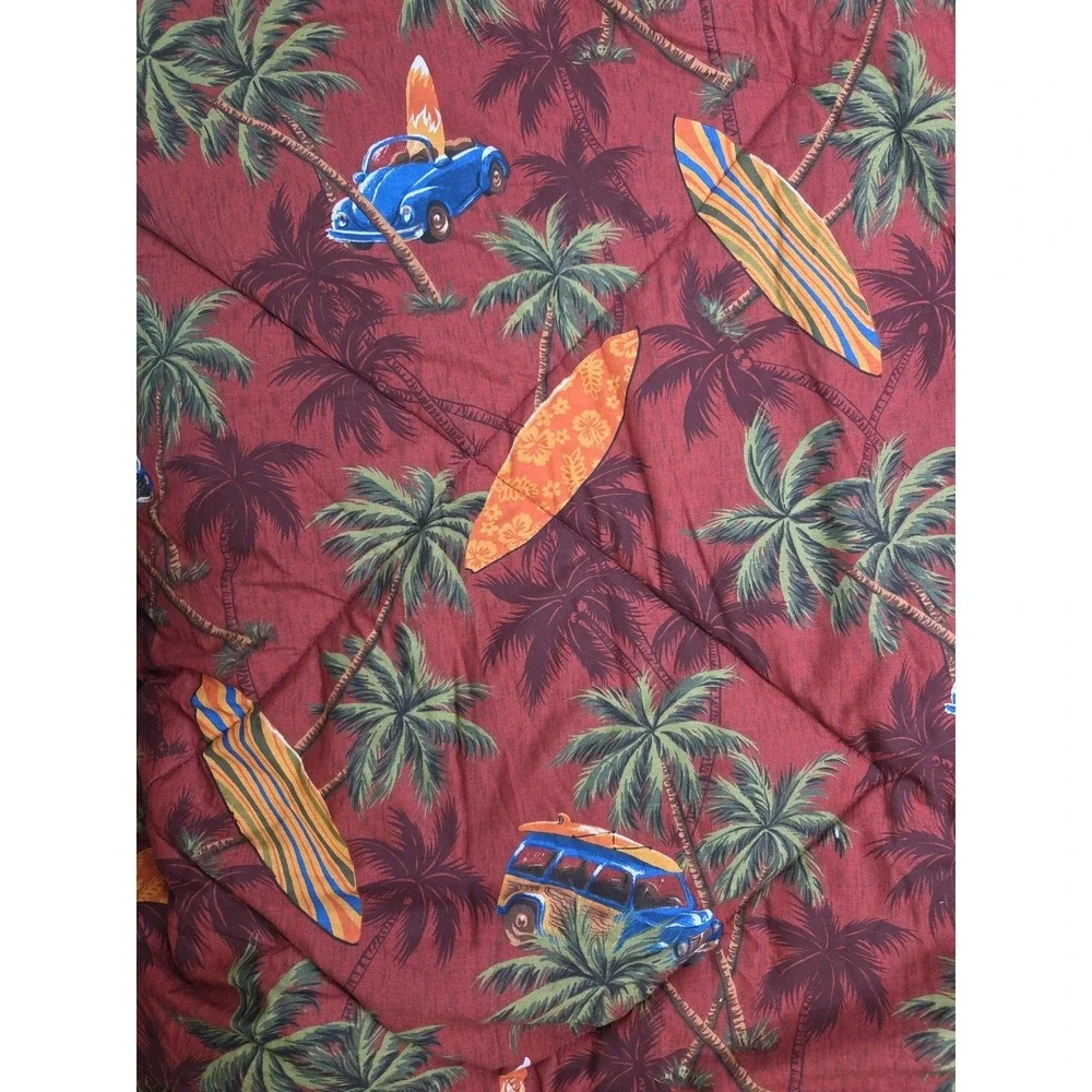 Dean Miller Surf Hawaiian Comforter Palms VW Bug Woody Cars Surfboards Full